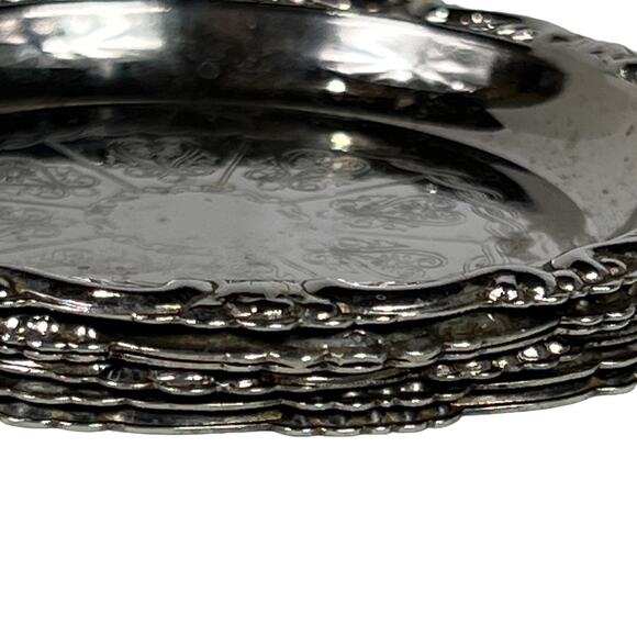 Vintage Ornate Silverplate Coasters Set of Six  Made in Italy - Picture 4 of 12